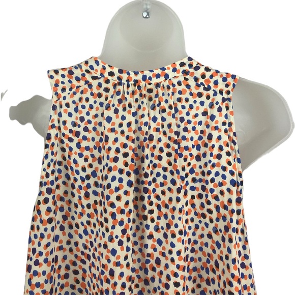 Women's Maeve Anthropologie White/Orange/Blue Abstract Sleeveless Blouse. Size 2 - Picture 4 of 11